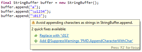 Quick fix for replacing buffer.append("a") with buffer.append('a')