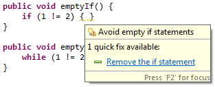 Quick fix for removing an empty if statement